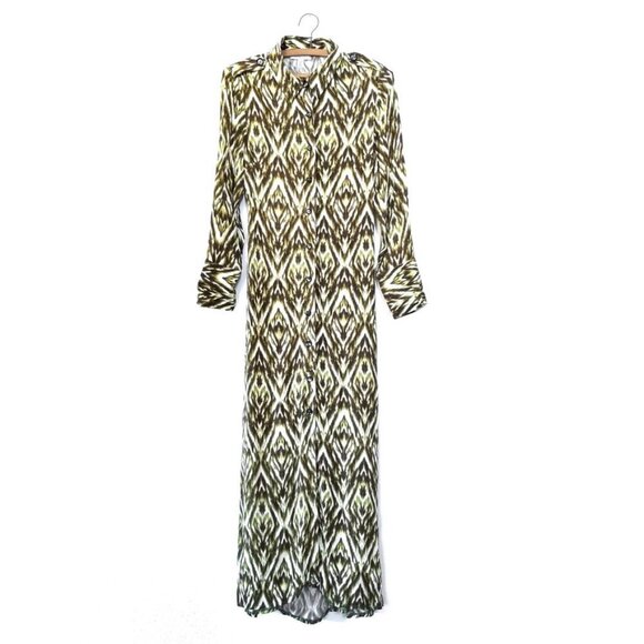 NWT Topshop Long Sleeve Open Back Maxi Shirt Dress Green Zebra Print 90s y2k 4 - Picture 3 of 12